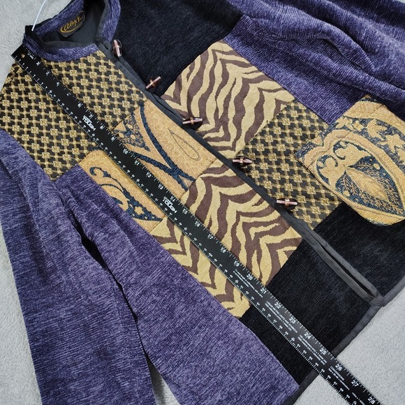 Vintage Alex Kim Tapestry Patchwork Jacket Embroidered Womens‎ S Purple Artsy - Picture 2 of 11